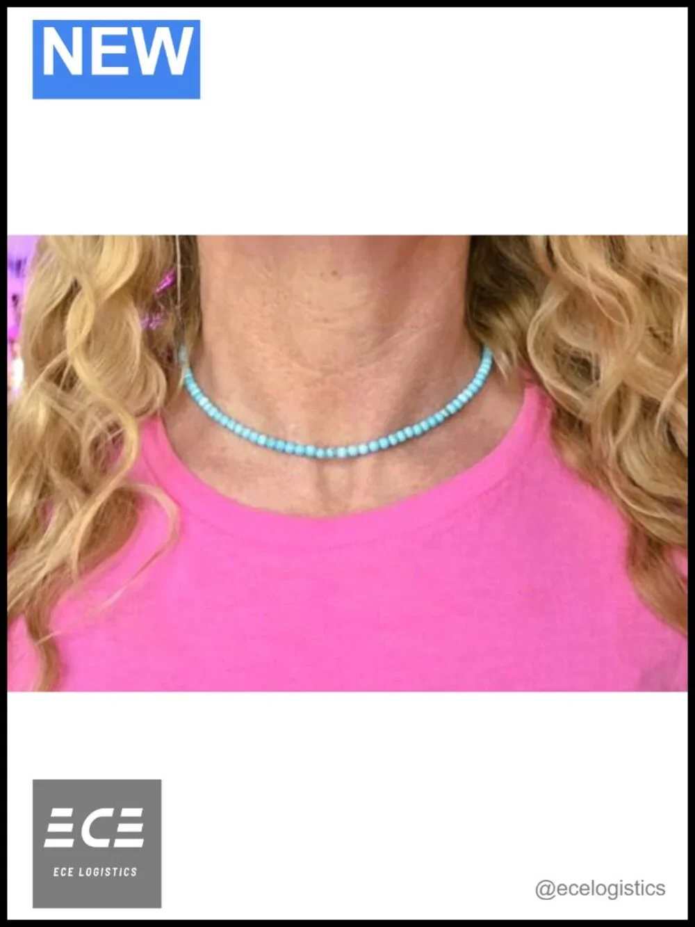 Natural Turquoise Beaded Choker Necklace 4mm Sterling Silver Toggle 16